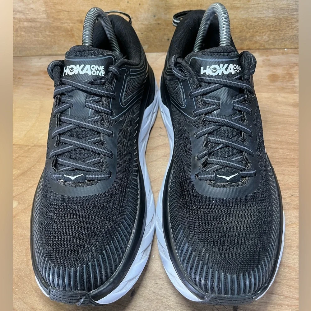 Hoka One One Bondi 7 CUSHIONED Womens Size 8 Running Shoes Sneakers Black - Picture 3 of 12